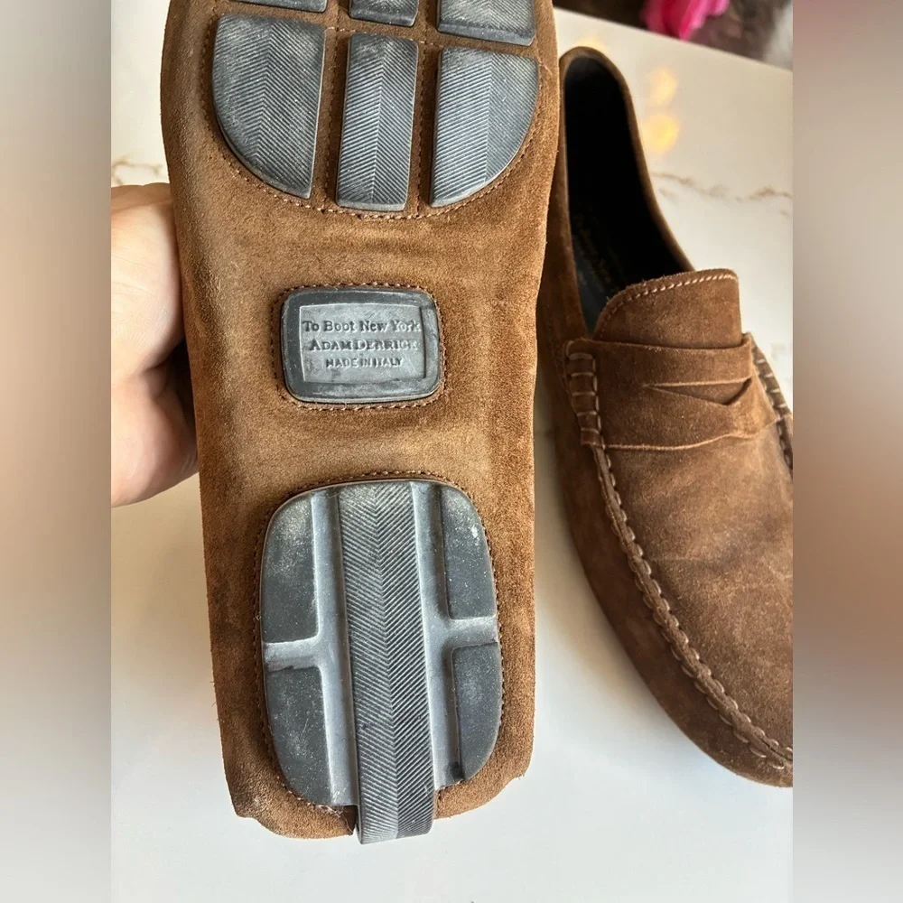 To Boot New York Mitchum Mid-Brown Suede Driving Shoe size 9.5